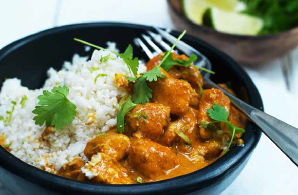 Butter Chicken with Cauliflower Rice and Lime